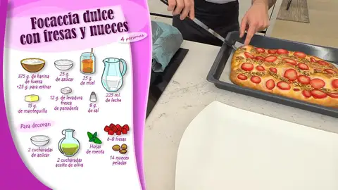 Ingredientes Focaccia dulce con fresas y nueces Ingredientes Focaccia dulce con fresas y nueces