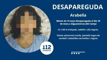 Cartel de la menor desaparecida en Aiguamúrcia