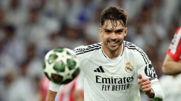 Raúl Asencio, en el duelo de Champions ante el Atlético de Madrid