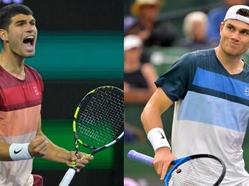 Carlos Alcaraz y Jack Draper, en acción en Indian Wells