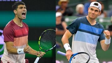 Carlos Alcaraz y Jack Draper, en acción en Indian Wells