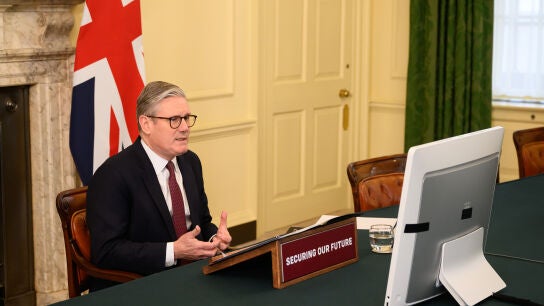 El primer ministro brit&aacute;nico, Keir Starmer, organiza una videoconferencia en Downing Street con l&iacute;deres internacionales para discutir el apoyo a Ucrania.