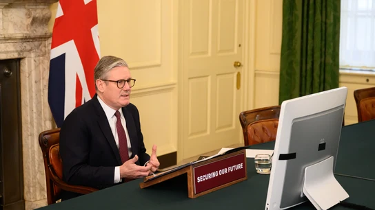 El primer ministro británico, Keir Starmer, organiza una videoconferencia en Downing Street con líderes internacionales para discutir el apoyo a Ucrania. El primer ministro británico, Keir Starmer, organiza una videoconferencia en Downing Street con líderes internacionales para discutir el apoyo a Ucrania.