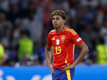 Lamine Yamal, en un partido de la selección española de fútbol