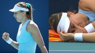 Paula Badosa durante el torneo de Miami 2025