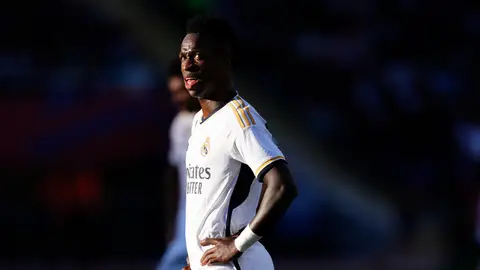 Vinícius, en el clásico jugado en Montjuic en octubre de 2023 Vinícius, en el clásico jugado en Montjuic en octubre de 2023