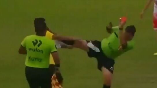 La patada de un &aacute;rbitro a un miembro de un equipo t&eacute;cnico