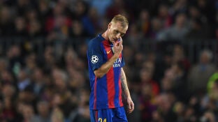 J&eacute;r&eacute;my Mathieu, en un partido con el Barcelona en octubre de 2016