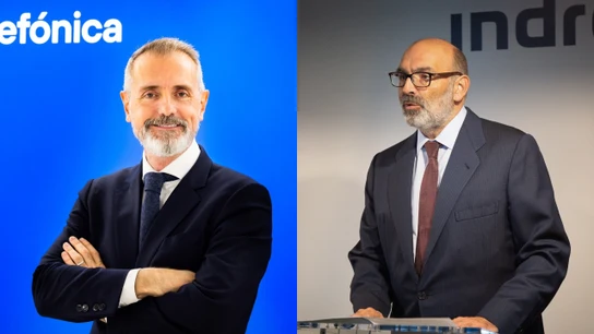 Marc Murtra, presidente de Telefónica (i), y Fernando Abril - Martorell, expresidente de Indra (d) Marc Murtra, presidente de Telefónica (i), y Fernando Abril - Martorell, expresidente de Indra (d)