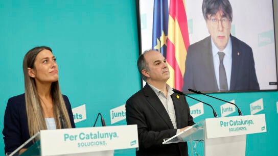 El secretario general de Junts, Jordi Turull, y la portavoz en el Congreso, Miriam Nogueras