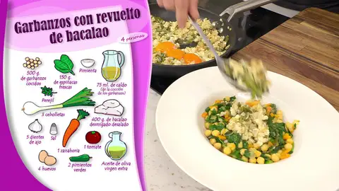Ingredientes Garbanzos con revuelto de bacalao Ingredientes Garbanzos con revuelto de bacalao