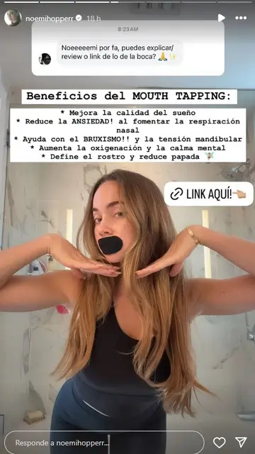 Noemi Hopper practicando mouth taping Noemi Hopper practicando mouth taping