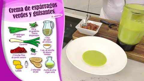 Crema de espárragos verdes y guisantes Crema de espárragos verdes y guisantes