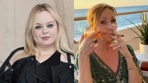 Nicola Coughlan y J.K. Rowling en un montaje Nicola Coughlan y J.K. Rowling en un montaje