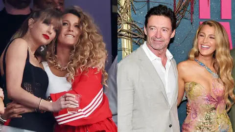 Blake Lively con Taylor Swift y Hugh Jackman Blake Lively con Taylor Swift y Hugh Jackman