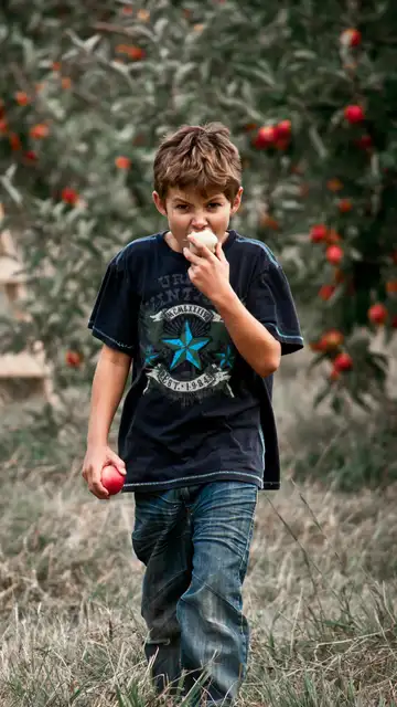 Niño comiéndose una manzana Niño comiéndose una manzana