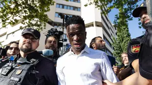 Vinícius, a su salida de los Juzgados de Plaza de Castilla Vinícius, a su salida de los Juzgados de Plaza de Castilla