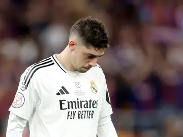Fede Valverde, cabizbajo durante la final de Copa del Rey entre Real Madrid y Barça Fede Valverde, cabizbajo durante la final de Copa del Rey entre Real Madrid y Barça