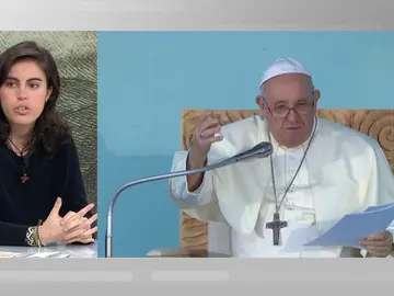 Celia, joven no binaria sobre el Papa. Celia, joven no binaria sobre el Papa.