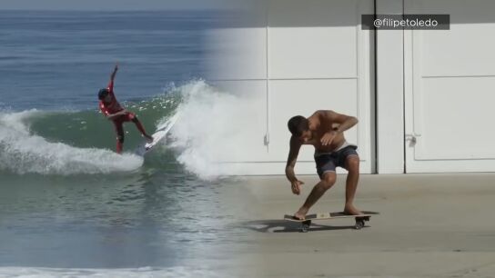 Felipe Toledo practicando surfskate