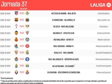 Los horarios de la jornada 37 de LaLiga EA Sports