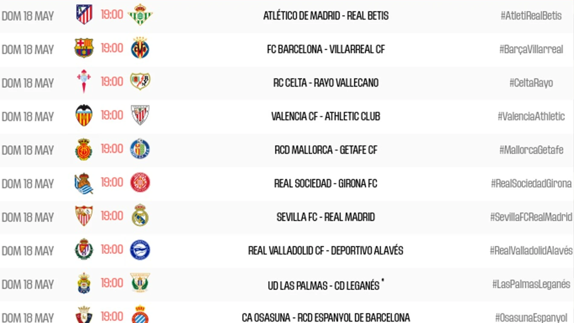 Los horarios de la jornada 37 de LaLiga EA Sports Los horarios de la jornada 37 de LaLiga EA Sports