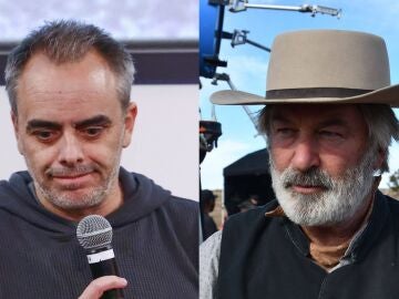 En el montaje, Joel Souza y Alec Baldwin en el rodaje de Rust