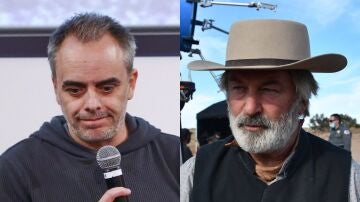 En el montaje, Joel Souza y Alec Baldwin en el rodaje de Rust