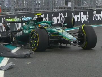 Así quedó el coche de Alonso tras el accidente en la sprint