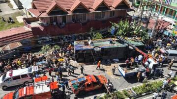 El autobús accidentado