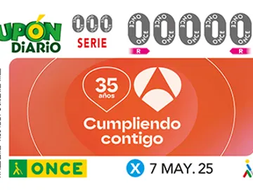 La ONCE dedica un cupón especial al 35 aniversario de Antena 3 con cinco millones de boletos La ONCE dedica un cupón especial al 35 aniversario de Antena 3 con cinco millones de boletos