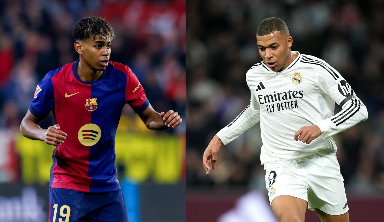Lamine Yamal (Barcelona) y Kylian Mbapp&eacute; (Real Madrid)