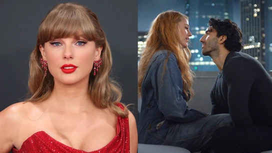 Taylor Swift junto a Blake Lively y Justin Baldoni en una escena de It Ends With Us Taylor Swift junto a Blake Lively y Justin Baldoni en una escena de It Ends With Us