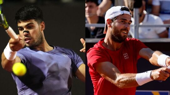 Carlos Alcaraz y Karen Khachanov, en acci&oacute;n en el Masters 1.000 de Roma