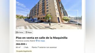 Anuncio de un piso en venta okupado ilegalmente