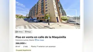 Anuncio de un piso en venta okupado ilegalmente Anuncio de un piso en venta okupado ilegalmente