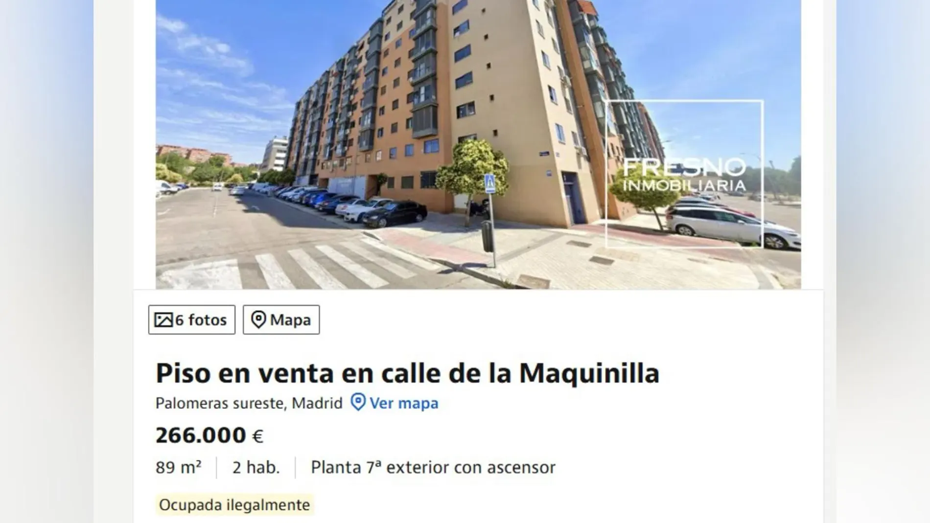 Anuncio de un piso en venta okupado ilegalmente Anuncio de un piso en venta okupado ilegalmente