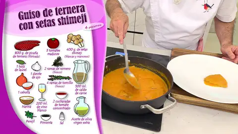 Guiso de ternera con setas shimeji Guiso de ternera con setas shimeji