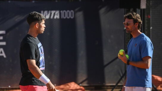 Carlos Alcaraz, en un entrenamiento en las instalaciones del Foro It&aacute;lico