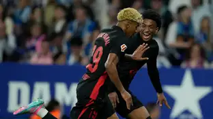 Lamine Yamal celebra su tanto al Espanyol Lamine Yamal celebra su tanto al Espanyol