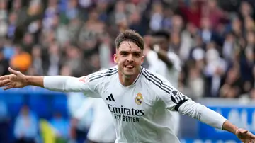 Raúl Asencio celebra un gol con el Real Madrid Raúl Asencio celebra un gol con el Real Madrid