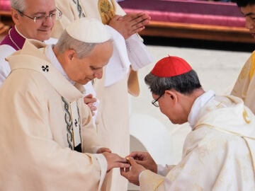 Imagen de León XIV en la misa de inicio de su pontificado.