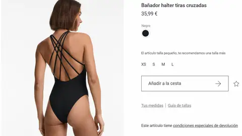 Bañador negro con espalda descubierta Bañador negro con espalda descubierta