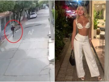 La influencer María José Estupiñán y su presunto asesino huyendo del lugar