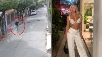 La influencer María José Estupiñán y su presunto asesino huyendo del lugar
