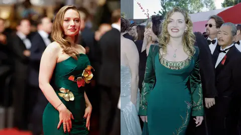 Mia Threapleton en Cannes y su madre Kate Winslet en los Oscar 1998 Mia Threapleton en Cannes y su madre Kate Winslet en los Oscar 1998