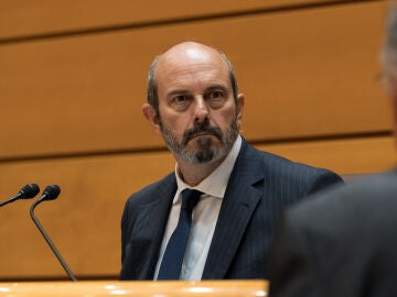 El presidente del Senado, Pedro Rollán, durante una sesión plenaria en el Senado