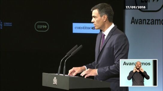 Pedro S&aacute;nchez hablando de los aforamientos en 2018
