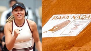Badosa y la imagen de la huella de Rafa Nadal en la Philippe Chatrier