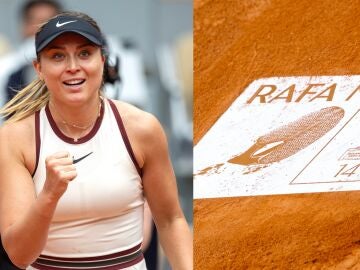 Badosa y la imagen de la huella de Rafa Nadal en la Philippe Chatrier